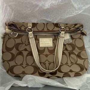 Coach Brown and Cream Shoulder Bag